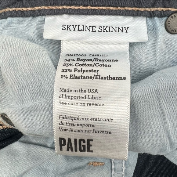 PAIGE Skyline Skinny Jeans Size 26 Women’s - Picture 4 of 5